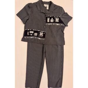 Vintage Koret Petite Women's Shirt and Pants Set Black/White Size M/L